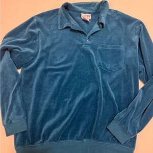 Irvine Park Vintage Turquoise Velour Long Sleeve Shirt